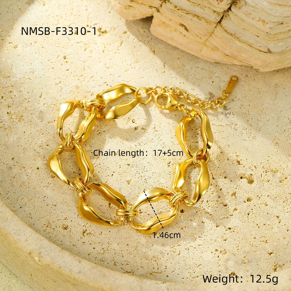 Ladies Titanium Steel Bracelet 18K Gold Plating Stainless Steel Inlaid Zircon All Match Suit Twin Bracelet