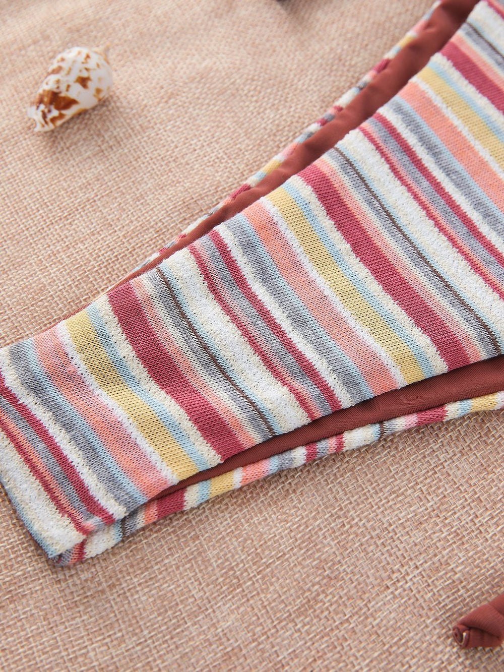 Fresh Color Striped Bikini Swimsuit Overskirt