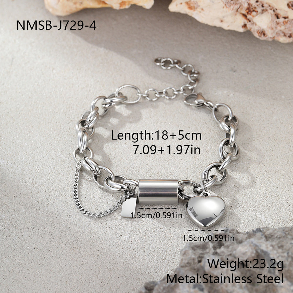 Love Embellished Chain Stainless Steel Bracelet Does Not Fade Personalized Minority Hand Jewelry