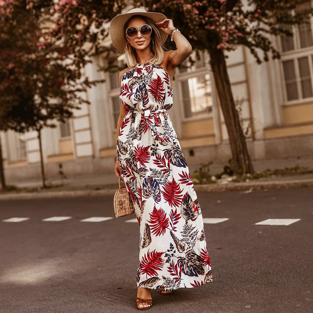 Women Clothing Women Clothing Floral Print Seaside Vacation Halter Dress