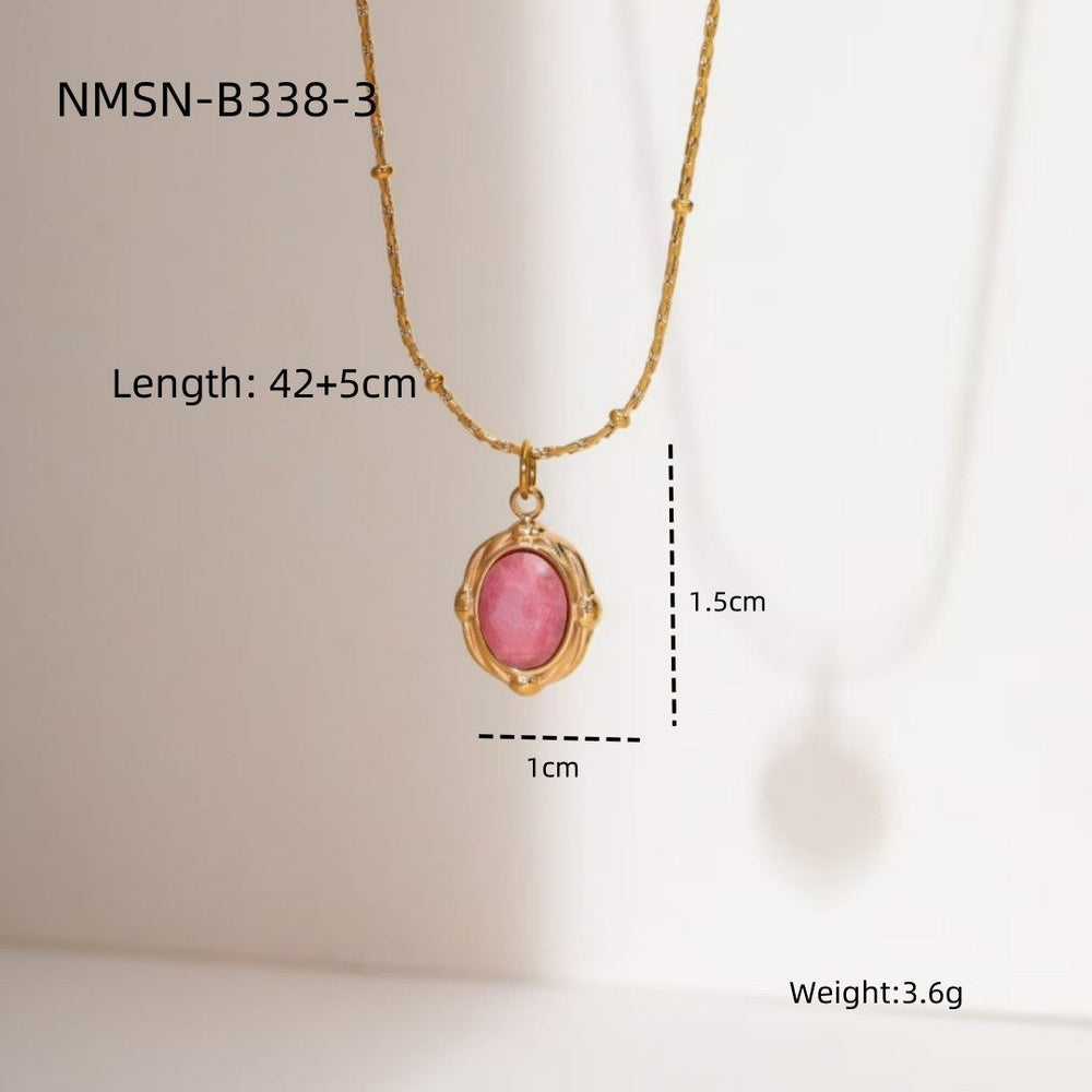 Arrival Rhodochrosite 18K Gold Titanium Steel Necklace for Women Affordable Luxury All Match High Sense Stainless Steel Embellished Accessories