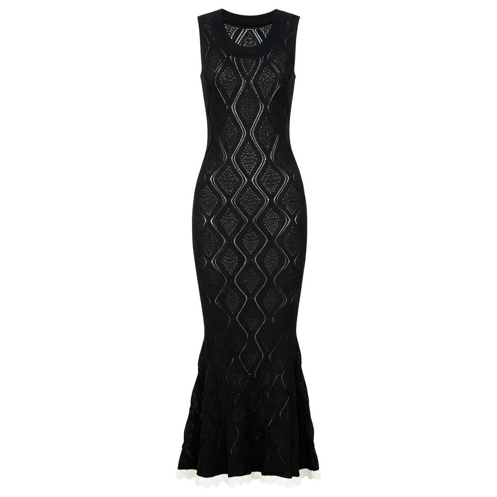 Summer Ladies Internet Popular Slim Fitting Slimming Sleeveless Hollow Out Cutout out Maxi Dress Women