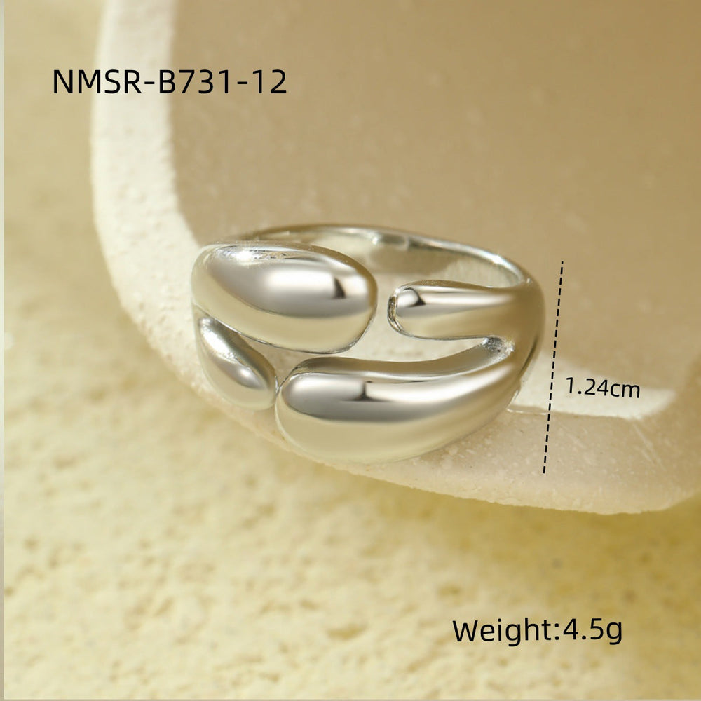 Niche High Grade Stainless Steel Ring Geometric Abstract Open Irregular Asymmetric Non Fading Titanium Steel Ring Ornament