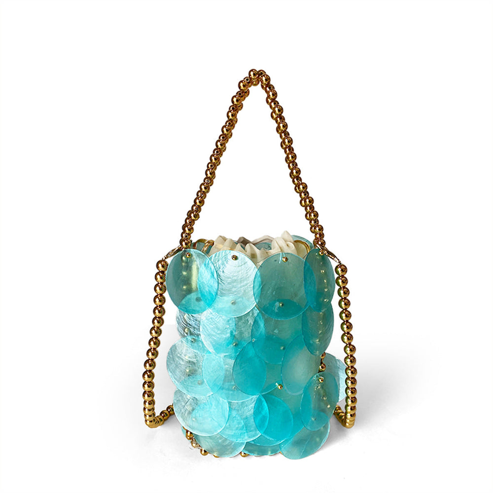 Color Handmade Woven Shell Bag Color Women Handbag Beaded Chain Fish Scale Bag
