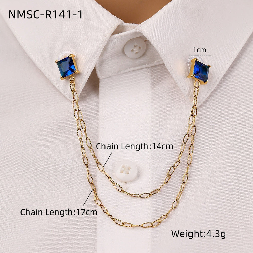 Arrival Square Zircon Stainless Steel Collar Pin High Grade Shirt Neckline Decorative Jewelry