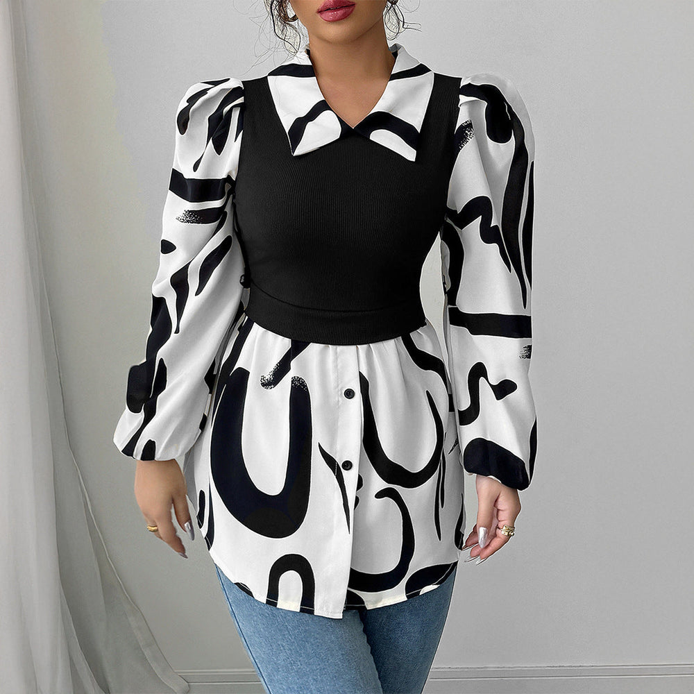 Women Clothing Autumn Casual Vacation Advanced Printed Vest Top Shirt