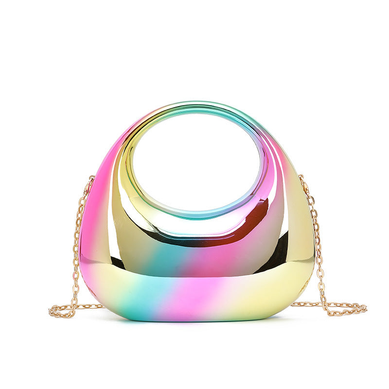 Colorful Crescent Moon Acrylic Handbag Socialite Handbag Makeup Dinner Women Bag
