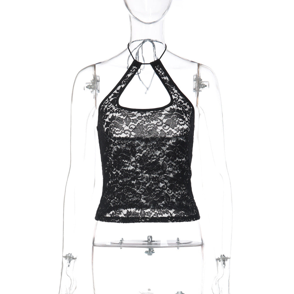 Summer Sexy Lace Halter All Match Backless Vest Top Women