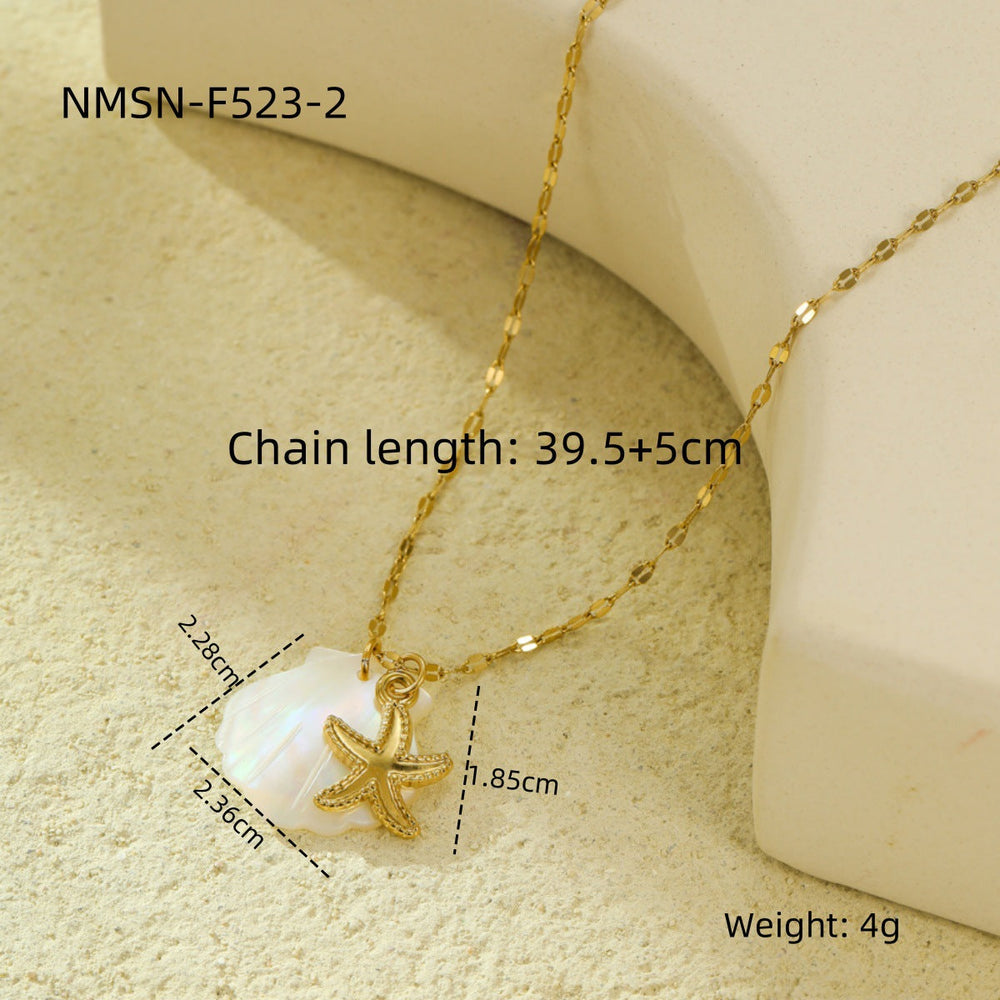 Niche Design Shell Beach Ocean Series Embellished Necklace Starfish Dolphin Clavicle Chain