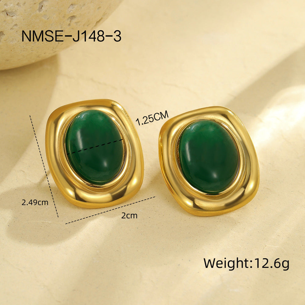 French Old Money Tigereye Oval Earrings Women Atmosphere Elegance Retro Earrings Earrings