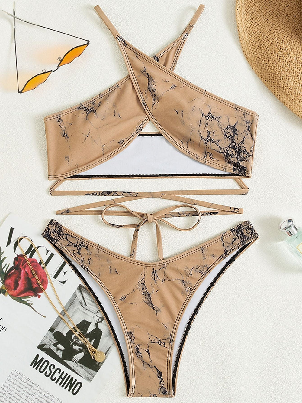 Swimwear Printed Bikini Lace-up Model Bikini Women Seperated Swimwear