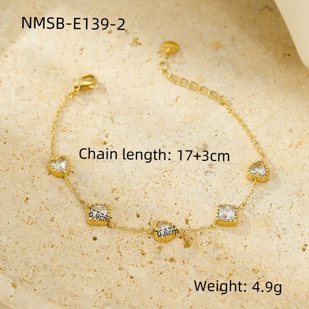 Arrival 18K Gold Diamond Titanium Steel Bracelets Women Affordable Luxury Elegant Heart Trendy Stainless Steel Bracelet