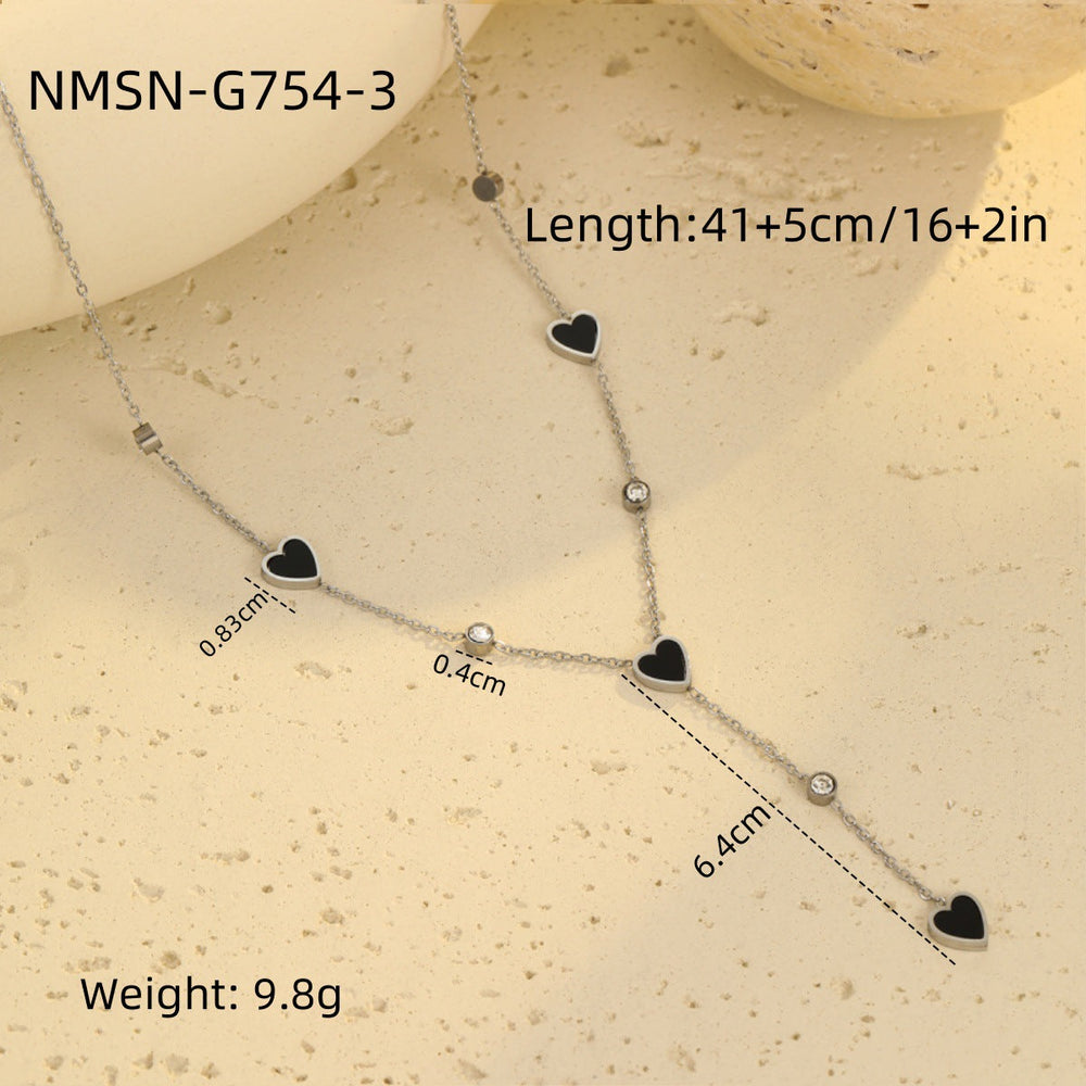 Light Luxury Minority Necklace High Grade Tassel Heart Clavicle Chain Heart Shaped Stainless Steel Necklace Neck Accessories Women