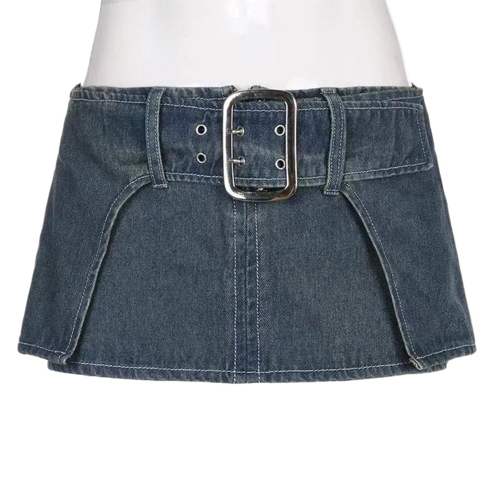 Sexy Personalized Design Faux Two Layer Ultra Short Denim Skirt Distressed Waist Large Breasted Hip Lift Skirt