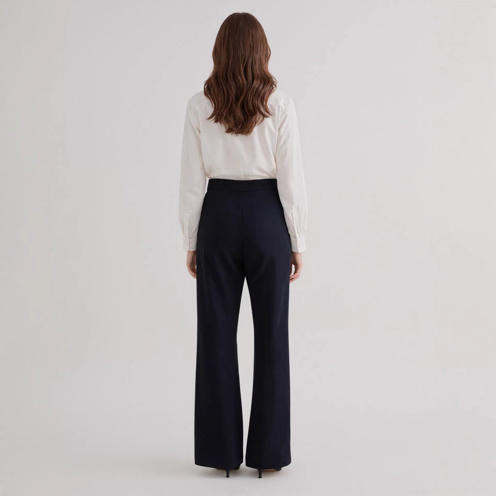 Women Trousers Elegant Office All Matching Irregular Waistline Design Micro Elastic Straight Work Pant