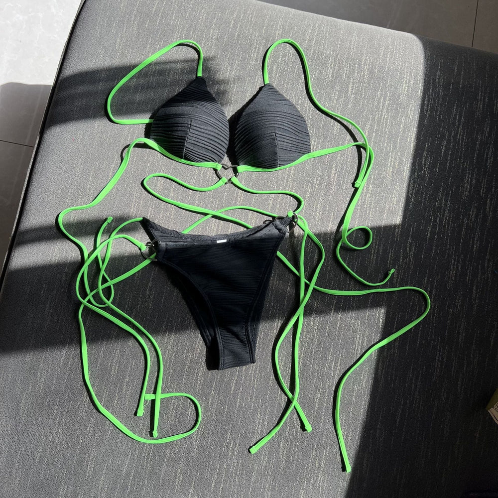 Sexy Love Drawstring Strap Hard Cup Bikini Swimsuit