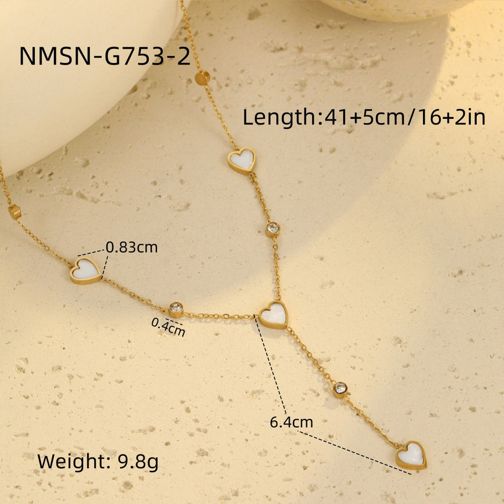 Light Luxury Minority Necklace High Grade Tassel Heart Clavicle Chain Heart Shaped Stainless Steel Necklace Neck Accessories Women