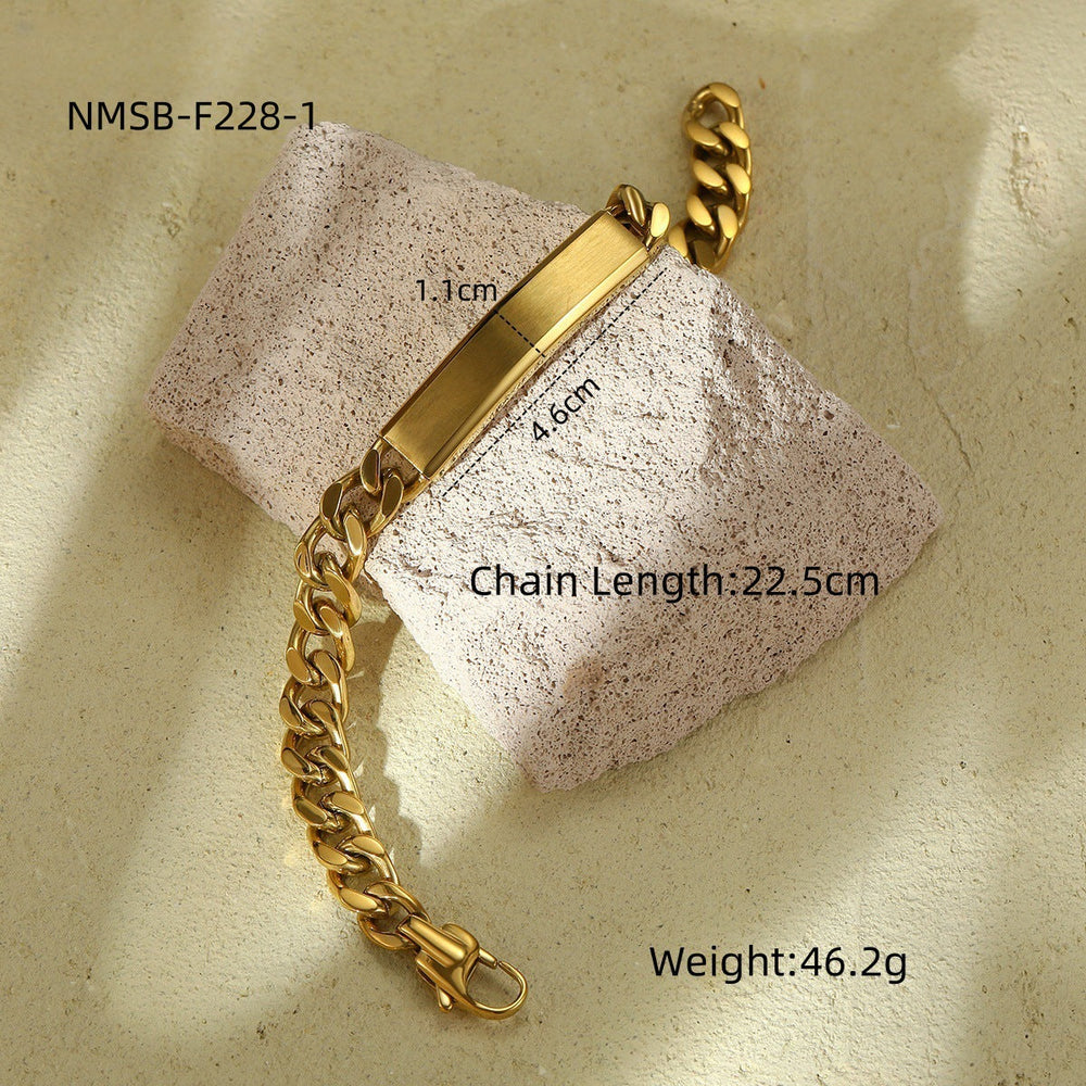 18K Vacuum Gold Plated Titanium Steel Bracelet Laser Laser Letter Graphic Number Stainless Steel Bracelet