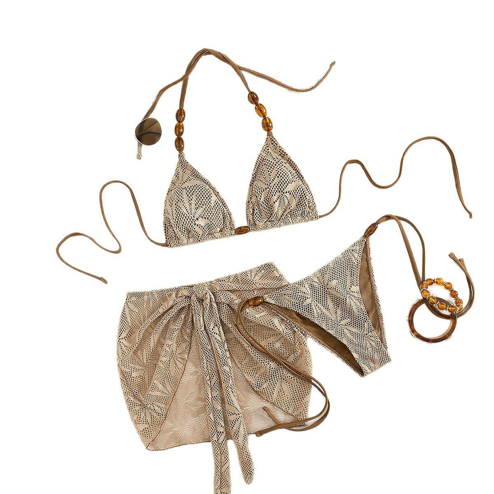 Swimsuit Sexy Three Piece Suit Solid Color Bikini Mesh Bikini Swimsuit