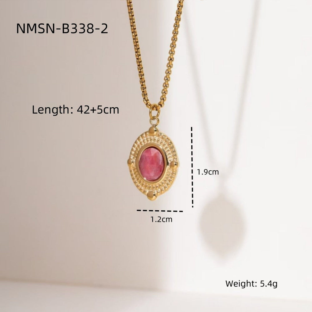 Arrival Rhodochrosite 18K Gold Titanium Steel Necklace for Women Affordable Luxury All Match High Sense Stainless Steel Embellished Accessories