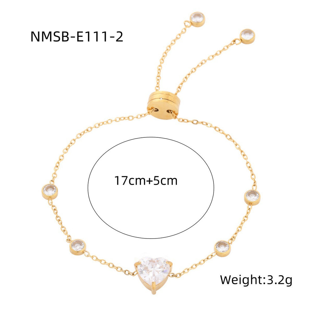 Arrival Starry Sky Heart Shape with Diamond Titanium Steel Bracelet Women Special Interest Light Luxury Colorful Crystals Stainless Steel Bracelet