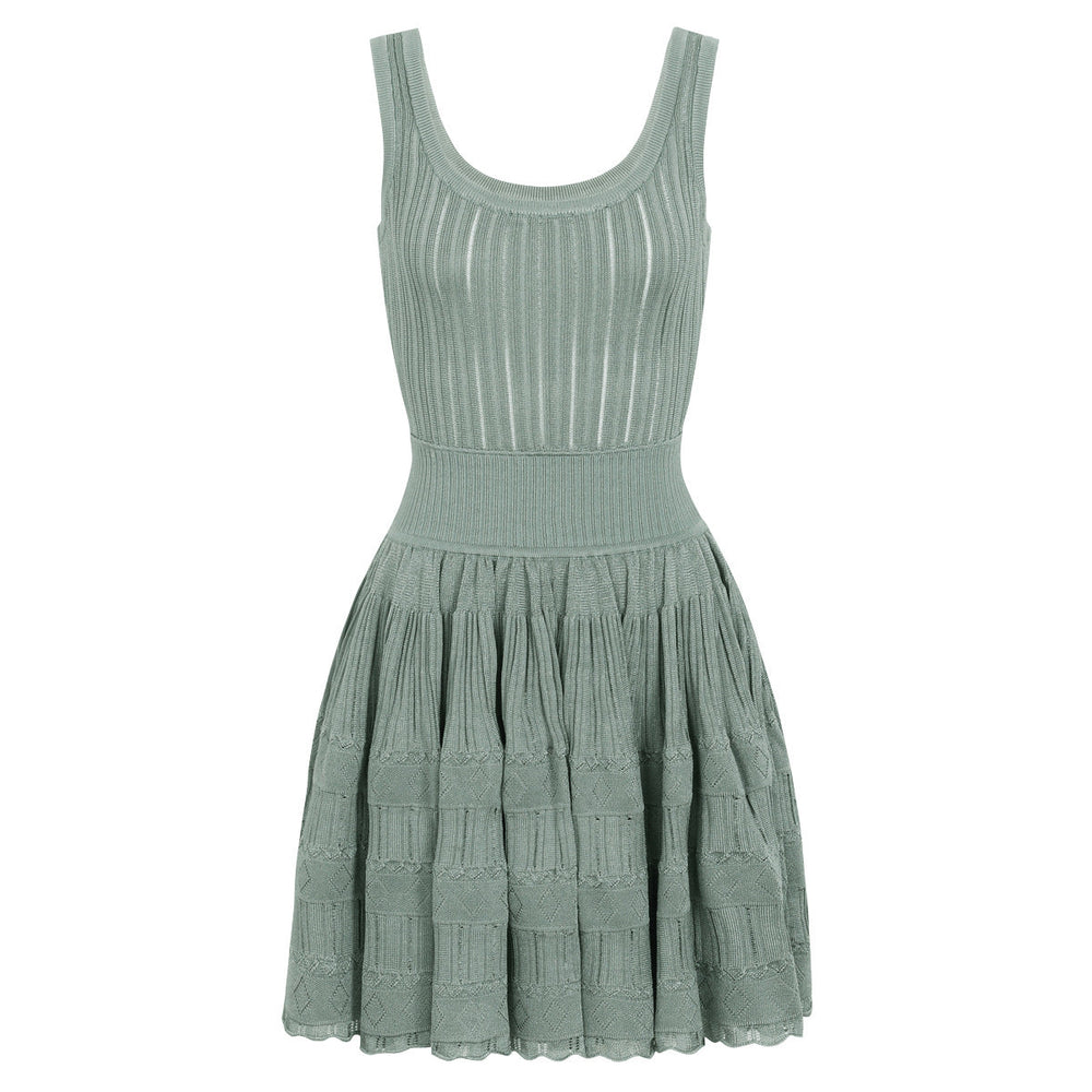 Summer Socialite Internet Celebrity Fashionable Knitted Dark Pattern Sleeveless Vest Dress