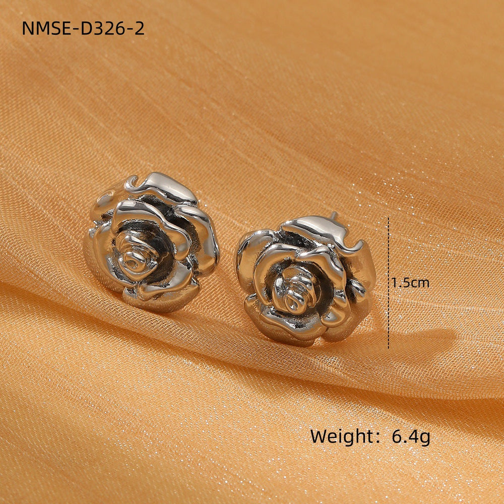French Retro Titanium Steel Pearl Hearth Shaped Earrings Arrival Wild High Grade Stainless Steel Earrings Earrings