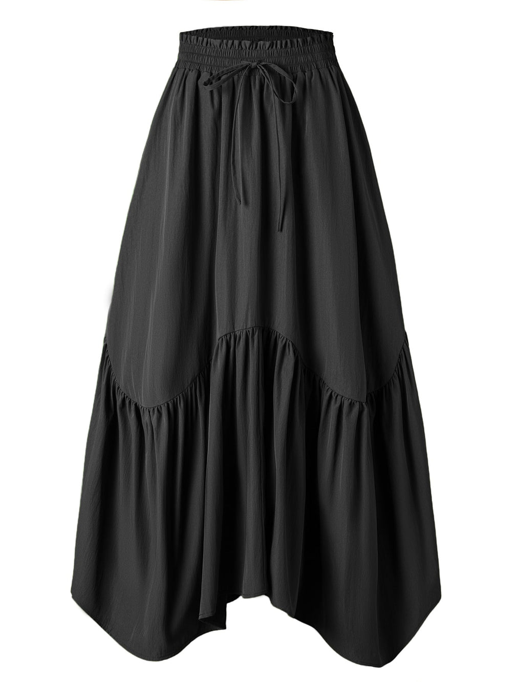 Women Wave Lace up Adjustable Skirt High Waist Elastic Large Swing Skirt Retro Long Skirt