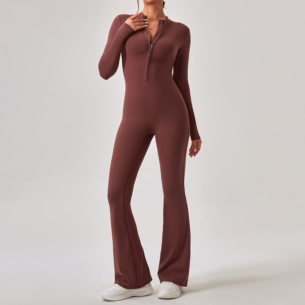Long Sleeve Zipper Pants Slim Fit Women One Piece Hip Lifting Sport Sportswear
