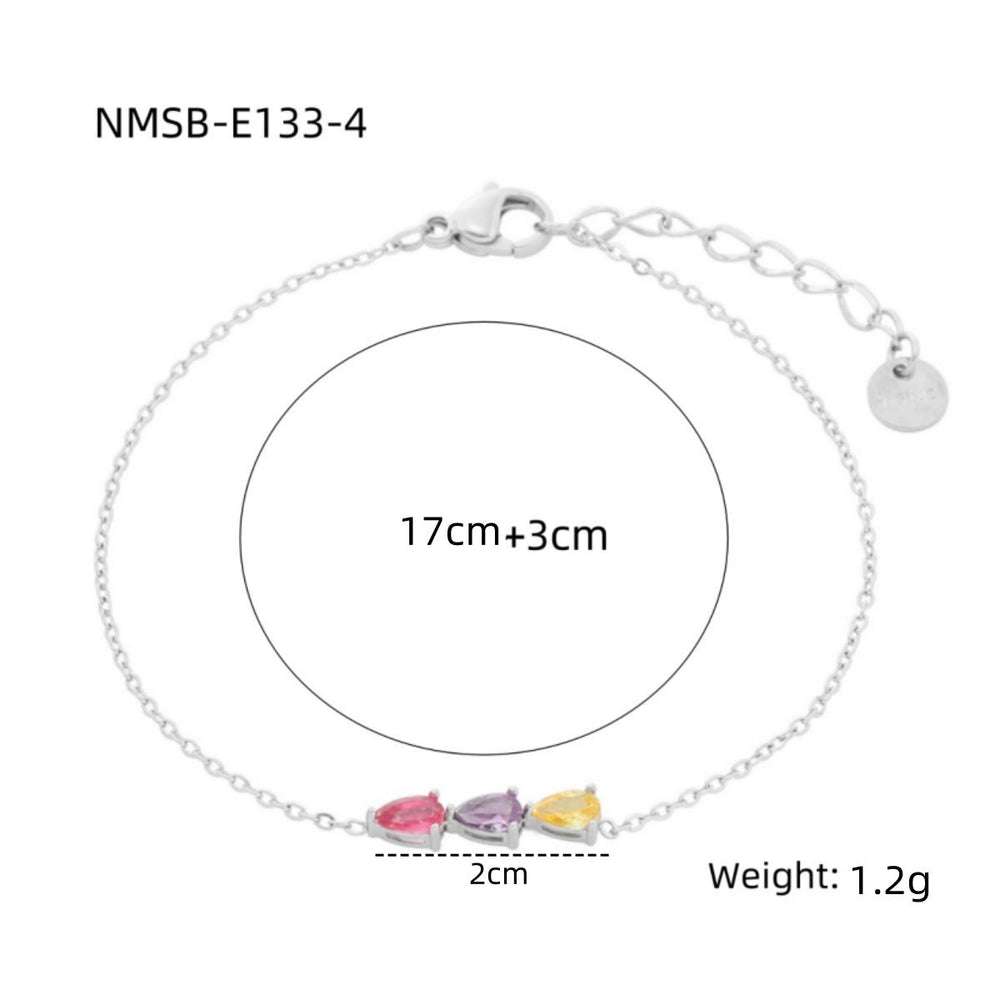 Water Drop Zircon Titanium Steel Bracelet Women Simple Colorful Crystals Personality Stainless Steel Bracelet