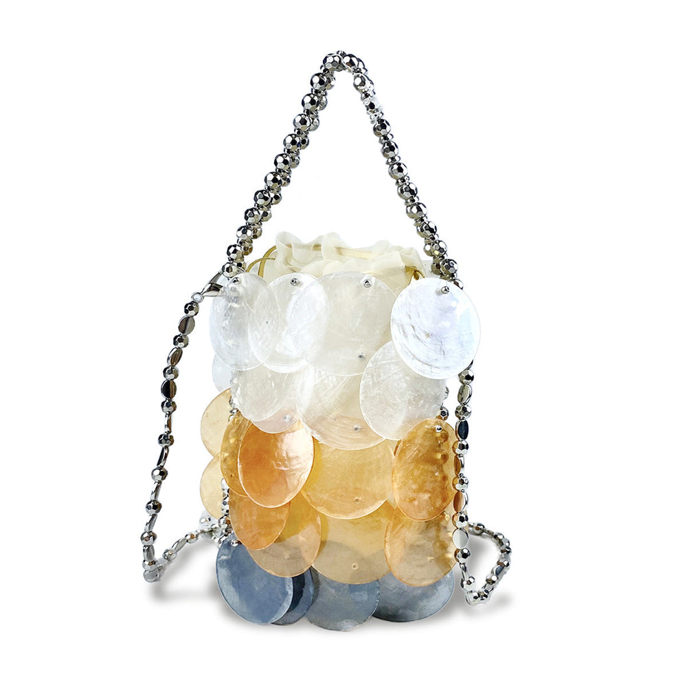 Color Handmade Woven Shell Bag Color Women Handbag Beaded Chain Fish Scale Bag