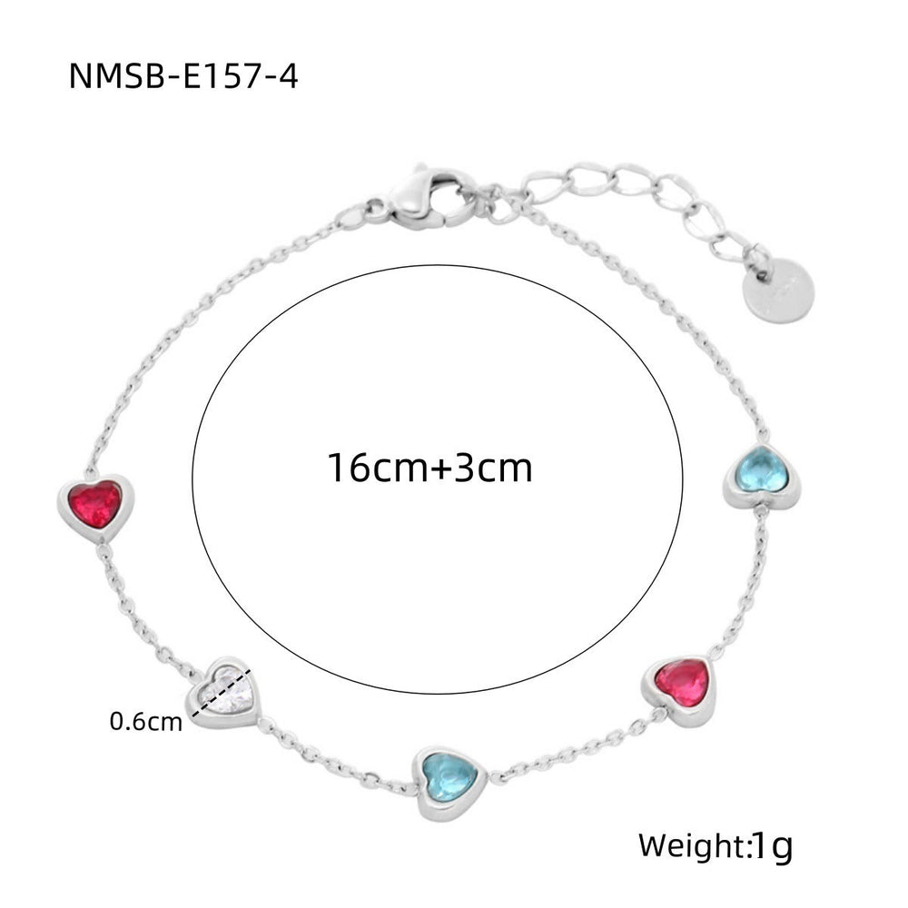Loving Heart Zircon Stainless Steel Bracelet Special Interest Design Light Luxury All Match High Grade Women Bracelet