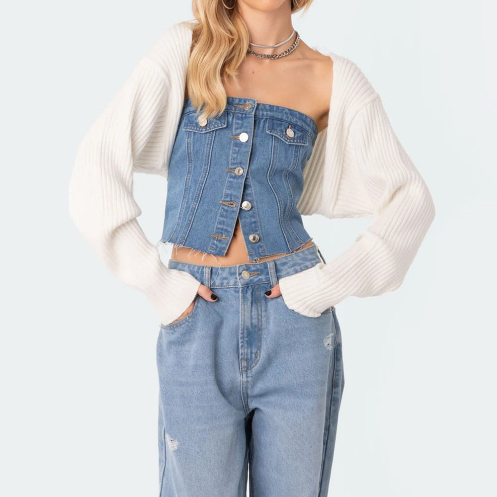 Supply Sexy Slim Waist Denim Vest Women