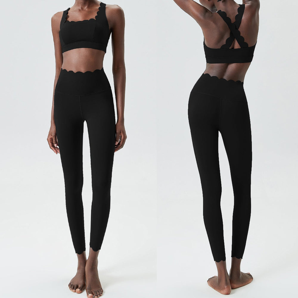 Small Wave Yoga Suit Suit Women Tight Fit Sports Fitness Suit Two Piece Quick Dry Suit