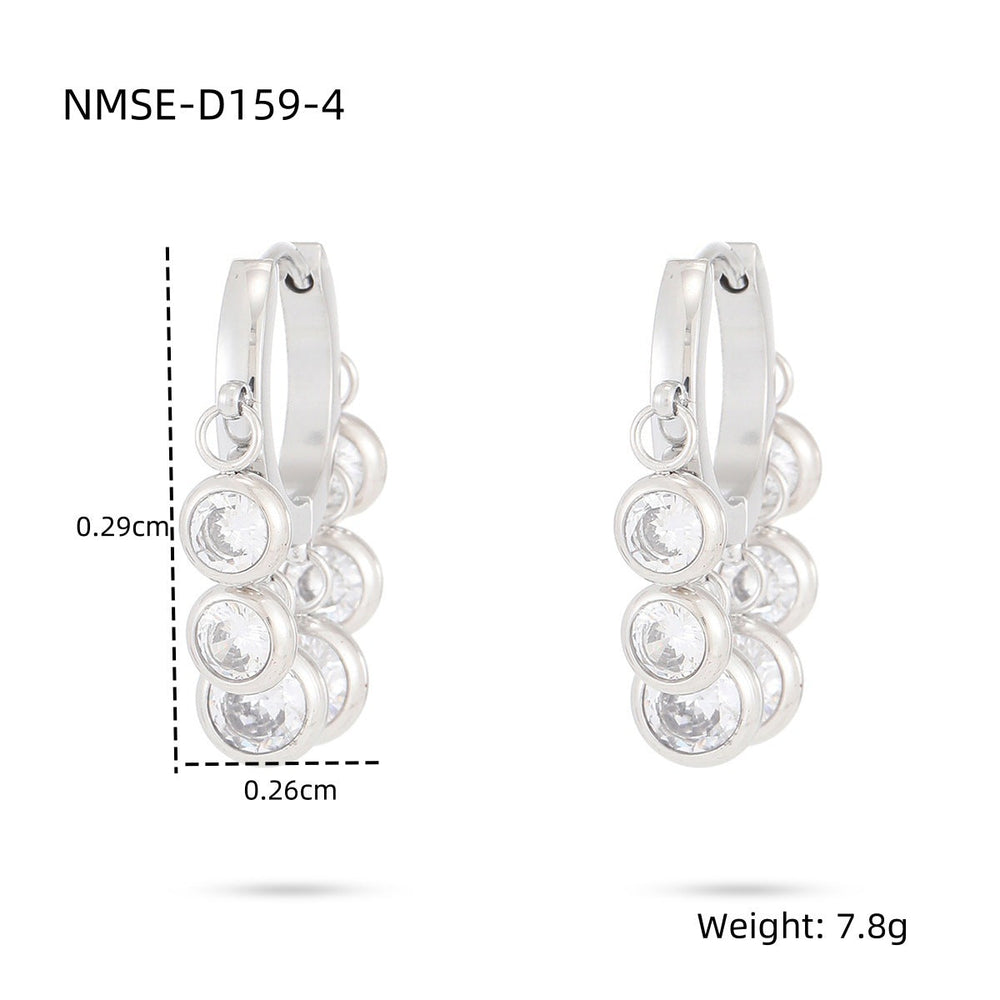 18K Vacuum Gold Plated round Diamond Stainless Steel Earrings for Women Affordable Luxury Colorful Crystals Titanium Steel Earrings Women