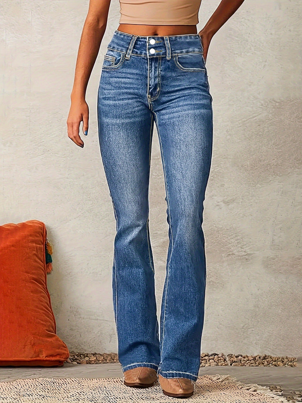 Vintage Stretch Jeans Women Wear Spring Washed Street Bootcut Pants