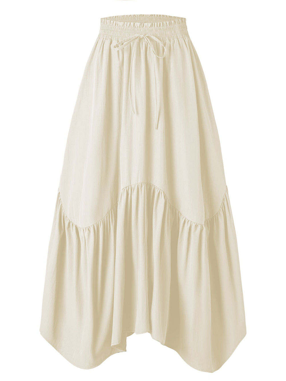 Women Wave Lace up Adjustable Skirt High Waist Elastic Large Swing Skirt Retro Long Skirt