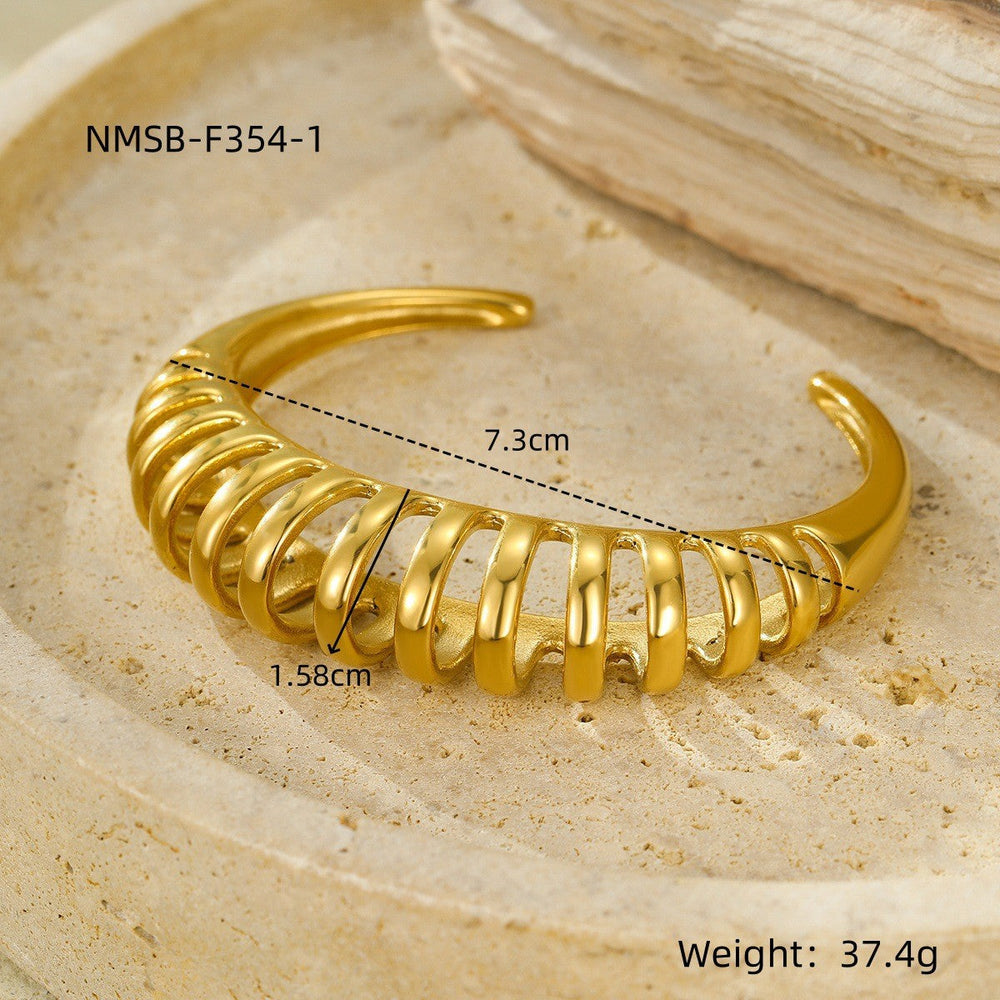 Geometry Pattern Semicircle Hollow Out Cutout Bracelet Static Luxury Exaggerated Personalized Cold Opening Bracelet