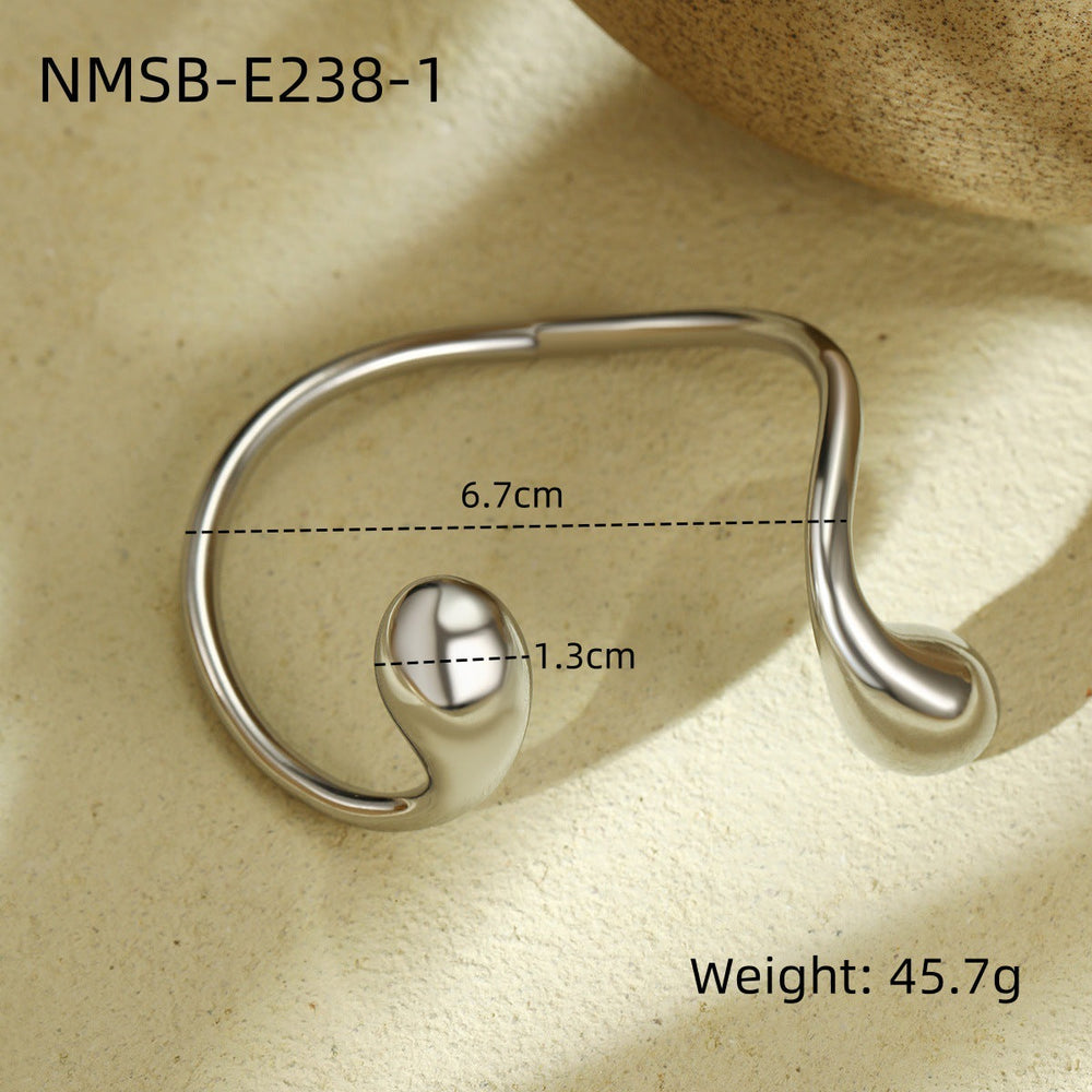 Irregular Asymmetric round Water Drop Titanium Steel Bracelet All Match Stainless Steel Bracelet Ring Set