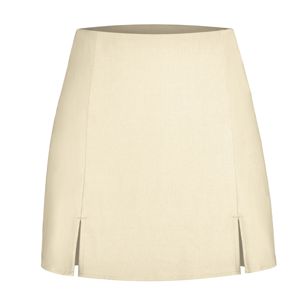 Double Slit Casual Pantskirt Thin Coat with Zip High Waist Short Pantskirt