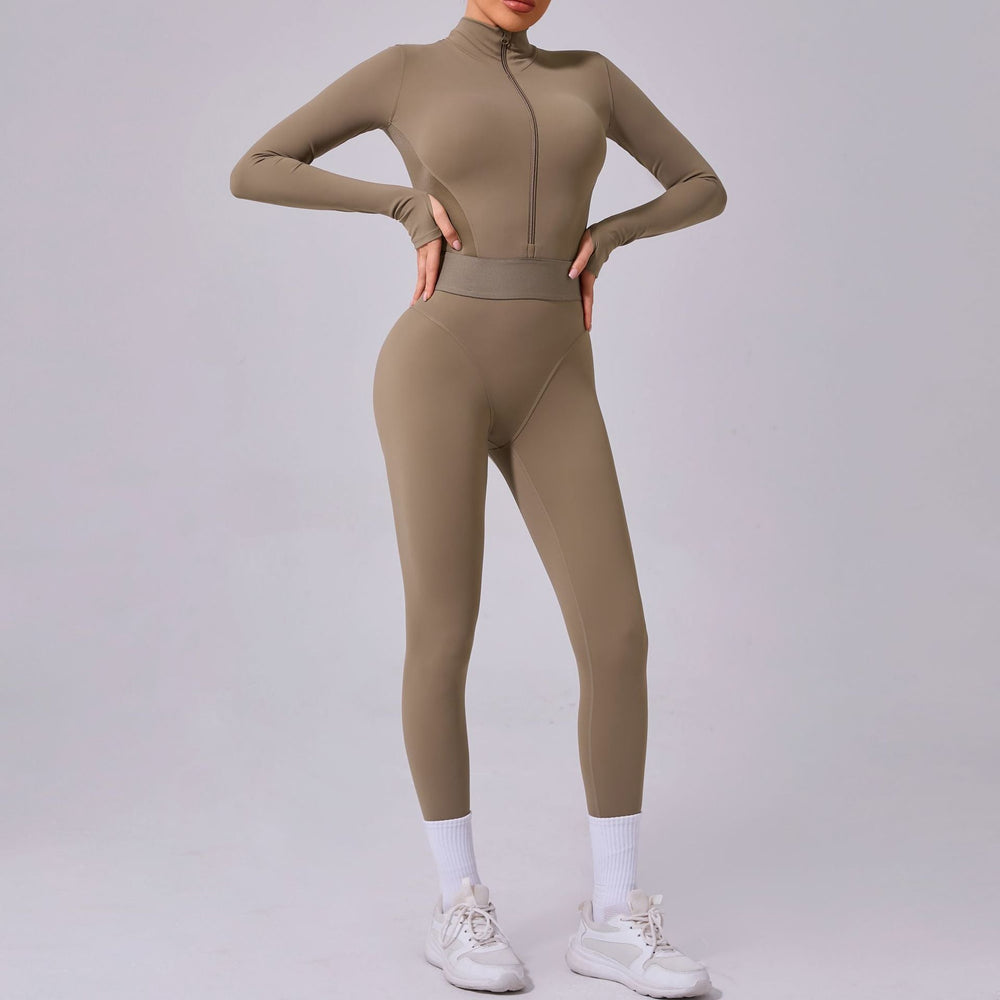 Mesh Stitching on Both Sides Yoga Jumpsuit Tight Elastic Waist Finger Hole Stitching Sports Fitness One Piece