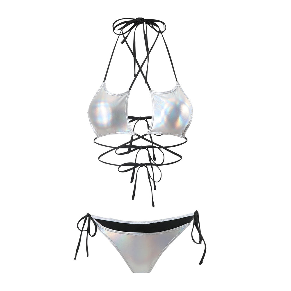 Sexy Bronzing Five Star Drawstring Strap Split Swimwear Swimsuit Bikini Bikini