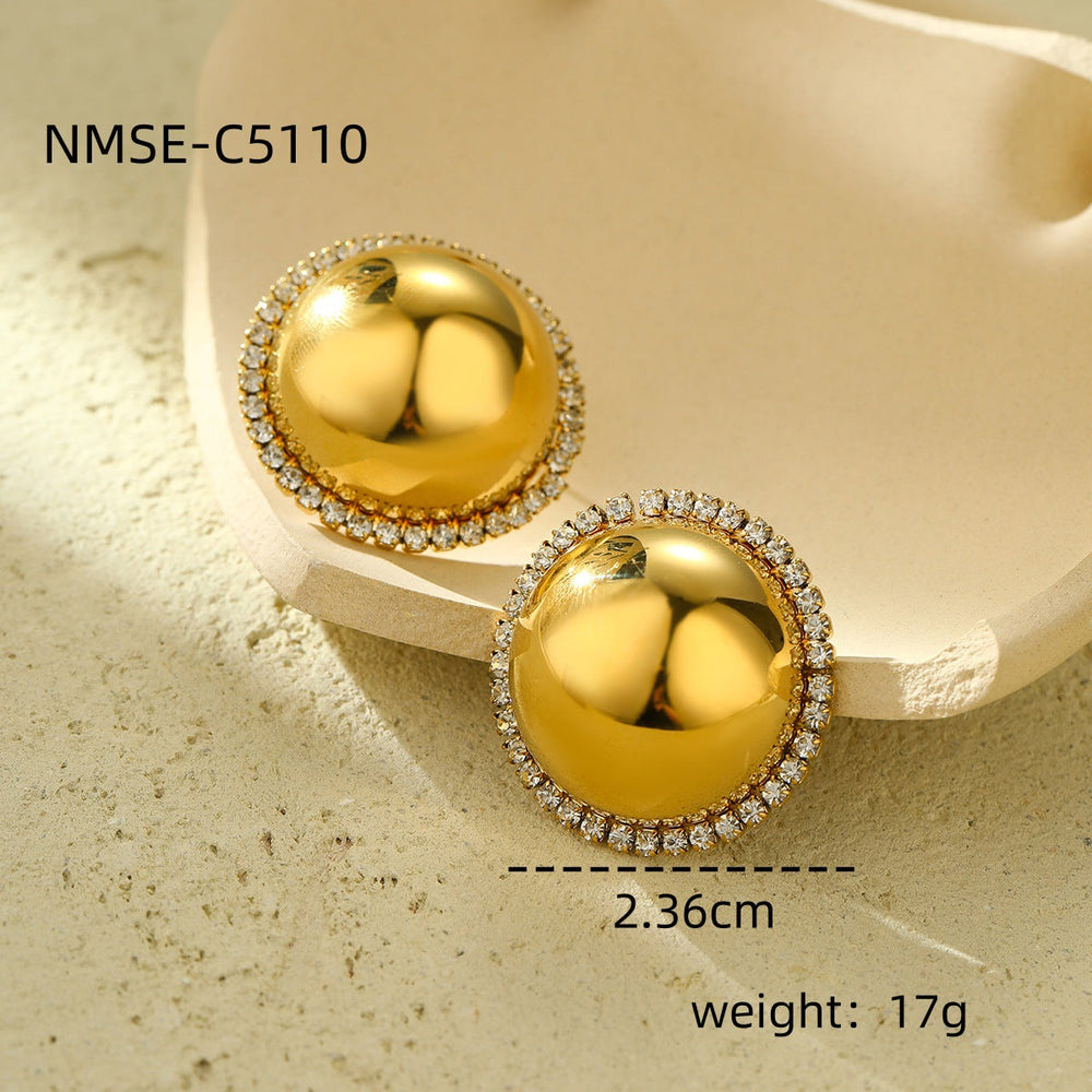 Arrival Heart Shape with Diamond Titanium Steel Earrings Affordable Luxury High Grade Five Pointed Star Hollow Out Cutout Ear Stud Earrings