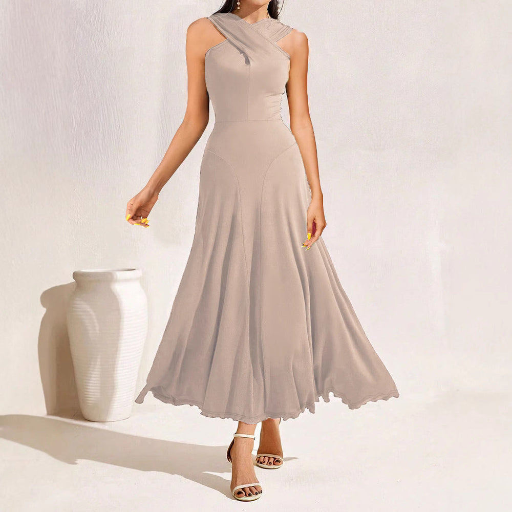 Spring Summer Sexy Girls Cross Chest Cover Women Dress