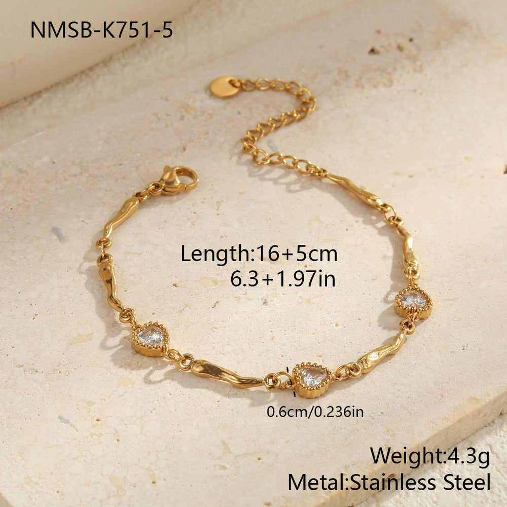 Inlaid Color Zircon Stainless Steel Bracelet Non Fading Light Luxury High Grade Sense Ornament