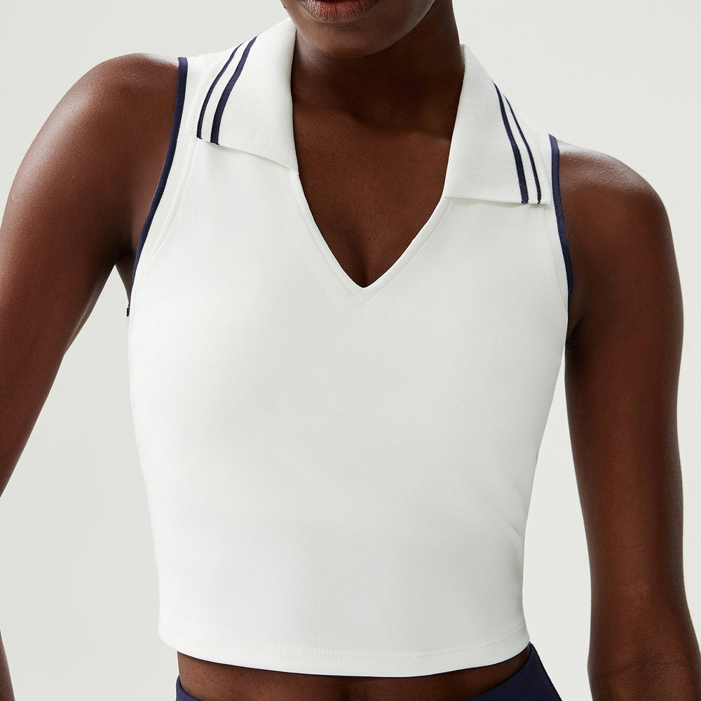 Stand Collar Tennis Women Yoga Fitness Running Top Quick Drying Sleeveless Vest with Chest Pad