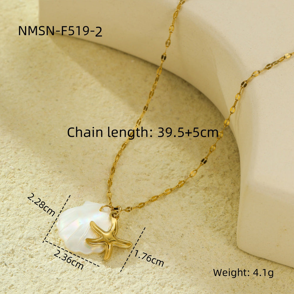 Niche Design Shell Beach Ocean Series Embellished Necklace Starfish Dolphin Clavicle Chain