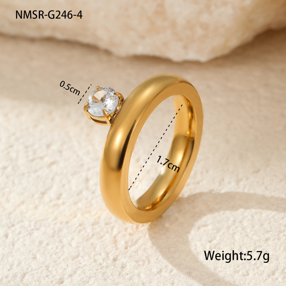 Fashionable Trendy Cool Design Stainless Steel Ring 18K Gold Simple Advanced French Finger Ring Jewelry