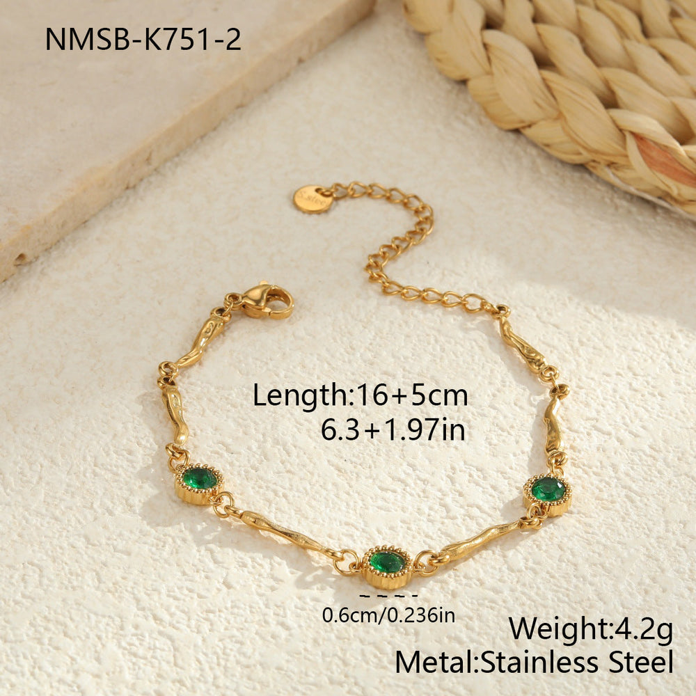 Inlaid Color Zircon Stainless Steel Bracelet Non Fading Light Luxury High Grade Sense Ornament