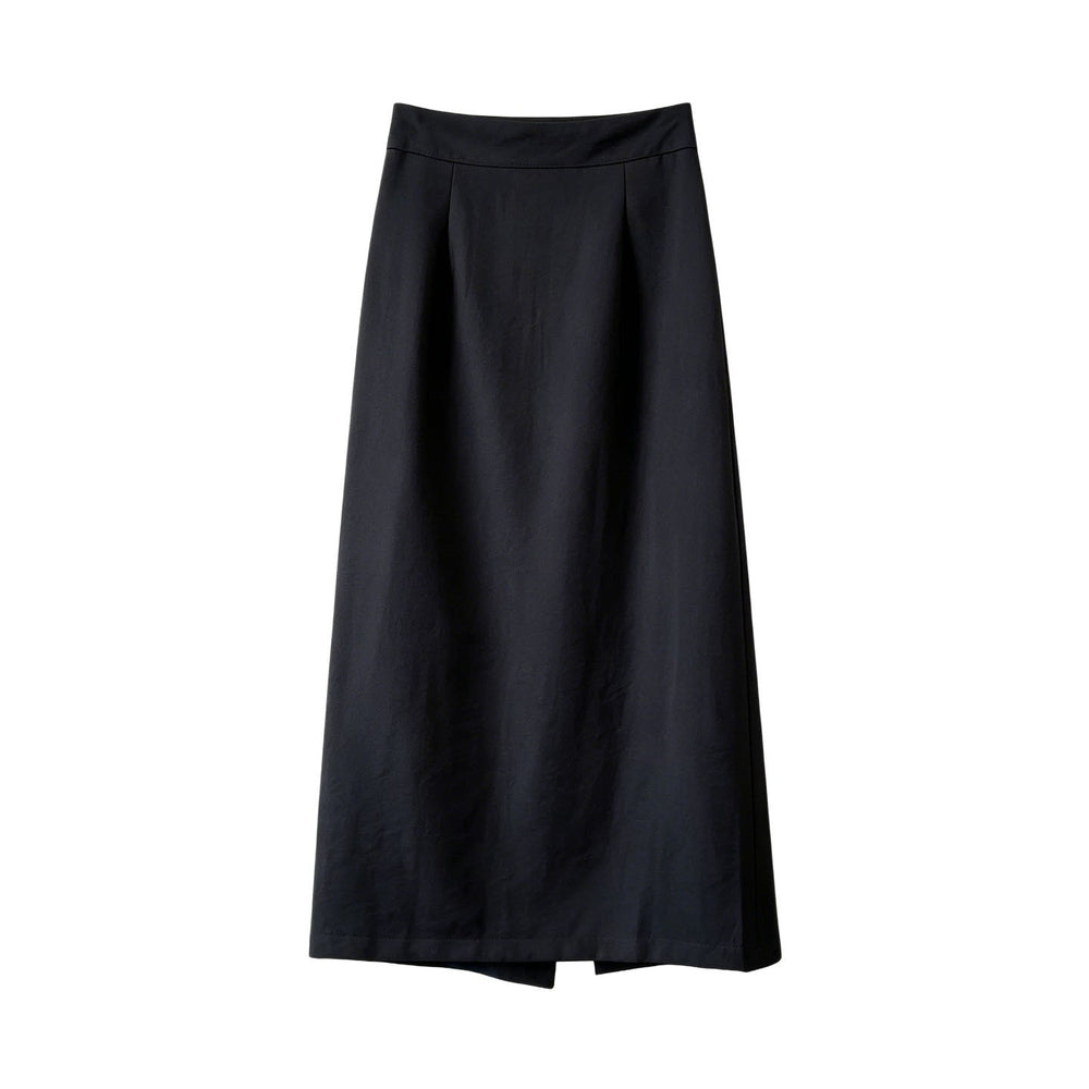 Simple Graceful Skirt Women Summer Slimming High Waist A line Split Sheath Mid Length Skirt